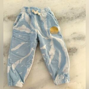 Tiny whales, blue and white tie-dye sweatpants with pockets